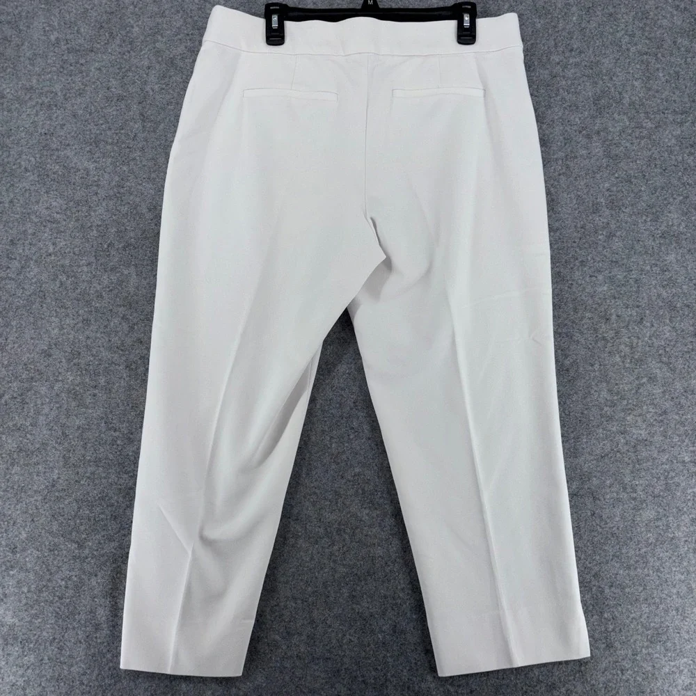 Michael Michael Kors Womens White Cropped Stretch Trousers Size 14 Dress Pants